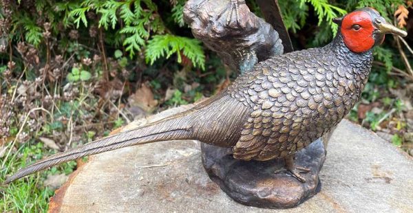 Bronze Pheasants : Table Top Pair-7 : Escar UK Bronze