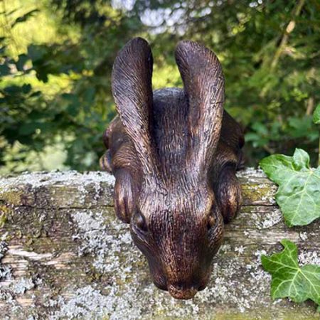 Hollow Cast Bronze Sculpture : Leaning Baby Hare : Escar UK Bronze