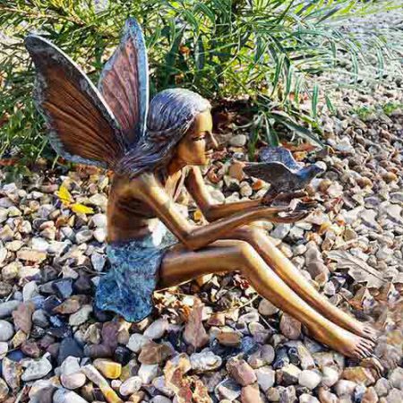 Bronze Fairy : Twinkabell with a Dove : Blue : Escar UK Bronze