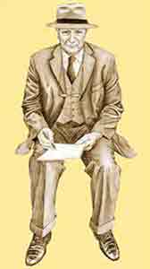 Bronze-Commissioned Statue : L S Lowry : Concept Drawing - Front : Escar UK Bronze