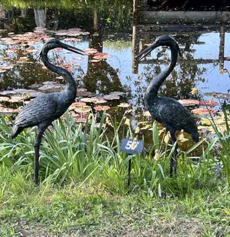 Bronze Standing Herons in Green : Escar UK Bronze